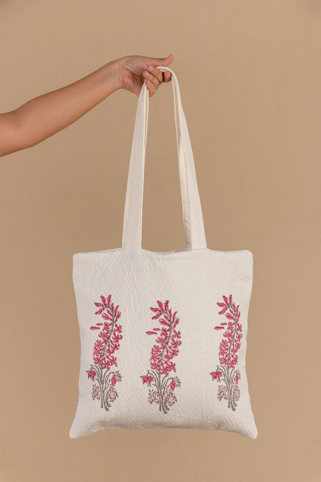 Indian Blockprint Cotton Tote Bag - Handmade Book and Laptop Bag with Authentic Jaipur Patterns