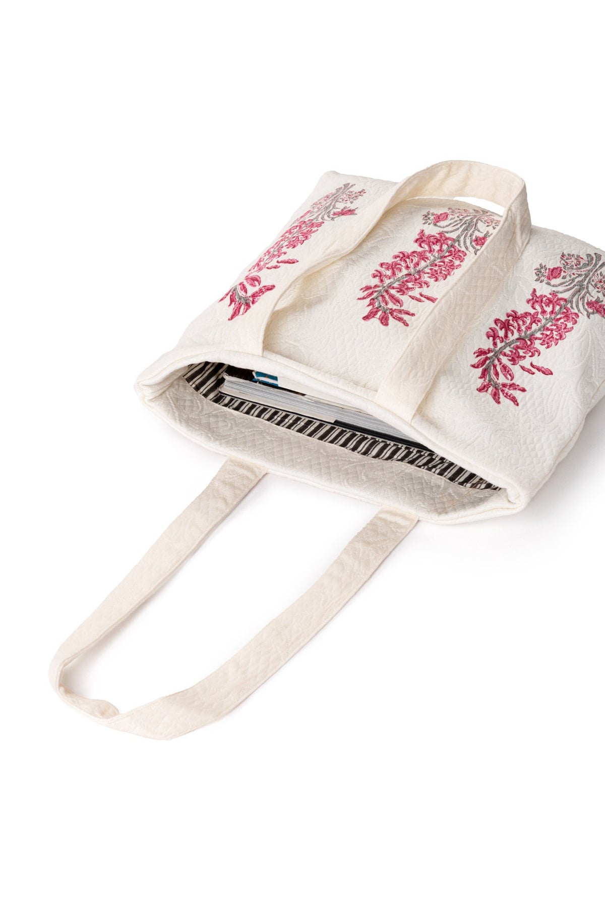 Indian Blockprint Cotton Tote Bag - Handmade Book and Laptop Bag with Authentic Jaipur Patterns