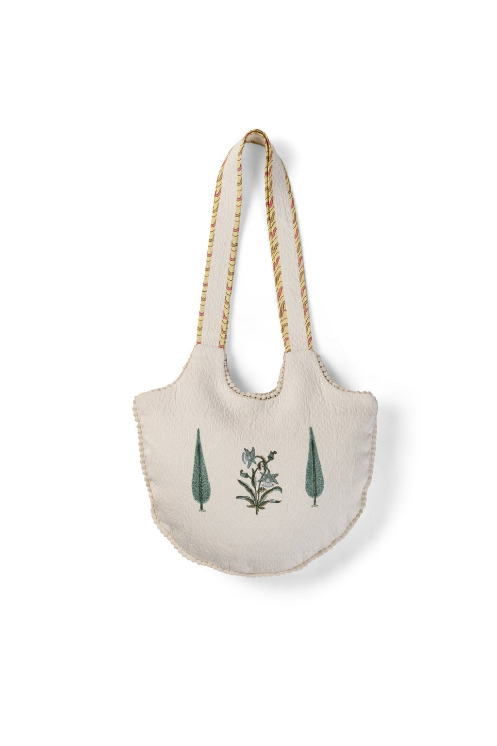 Handmade Cotton Pique Shoulder Bag - Floral Print Sling Bag for Women