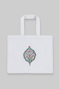 Floral Blockprint Canvas Tote Bag - Reusable Shopping Bag with Indian Block Print