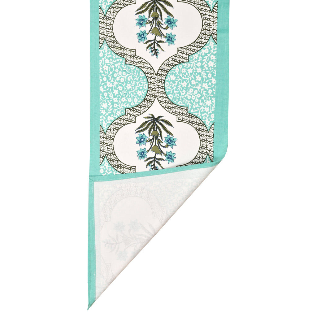 Handmade Indian Block Print Table Runner and Placemat Set - Mughal Design Dining Decor