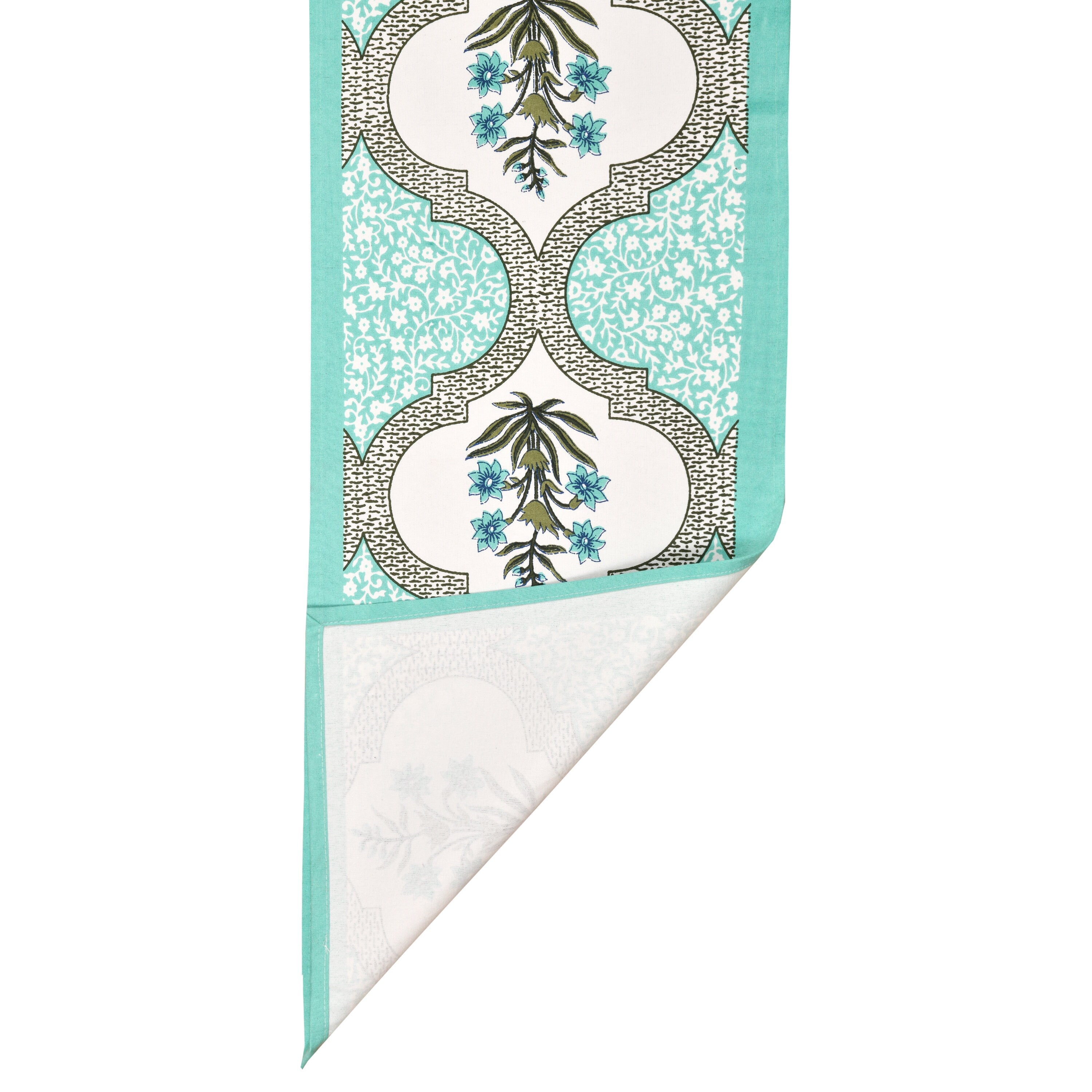 Handmade Indian Block Print Table Runner and Placemat Set - Mughal Design Dining Decor