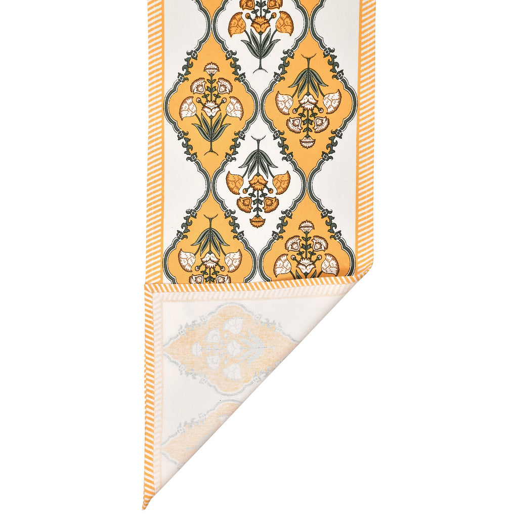 Handmade Indian Block Printed Table Runner - Mughal Design Dining Decor with Cotton Block Print