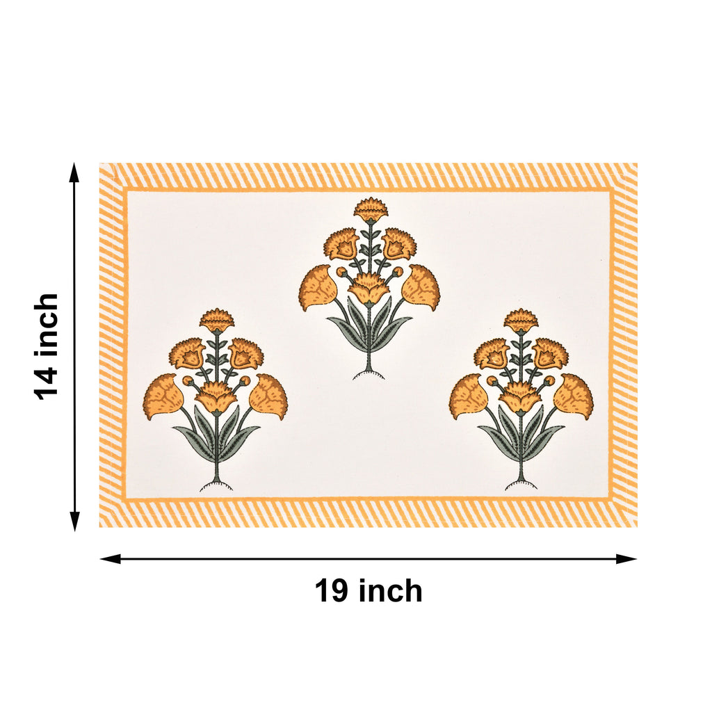 Handmade Indian Block Printed Table Runner - Mughal Design Dining Decor with Cotton Block Print