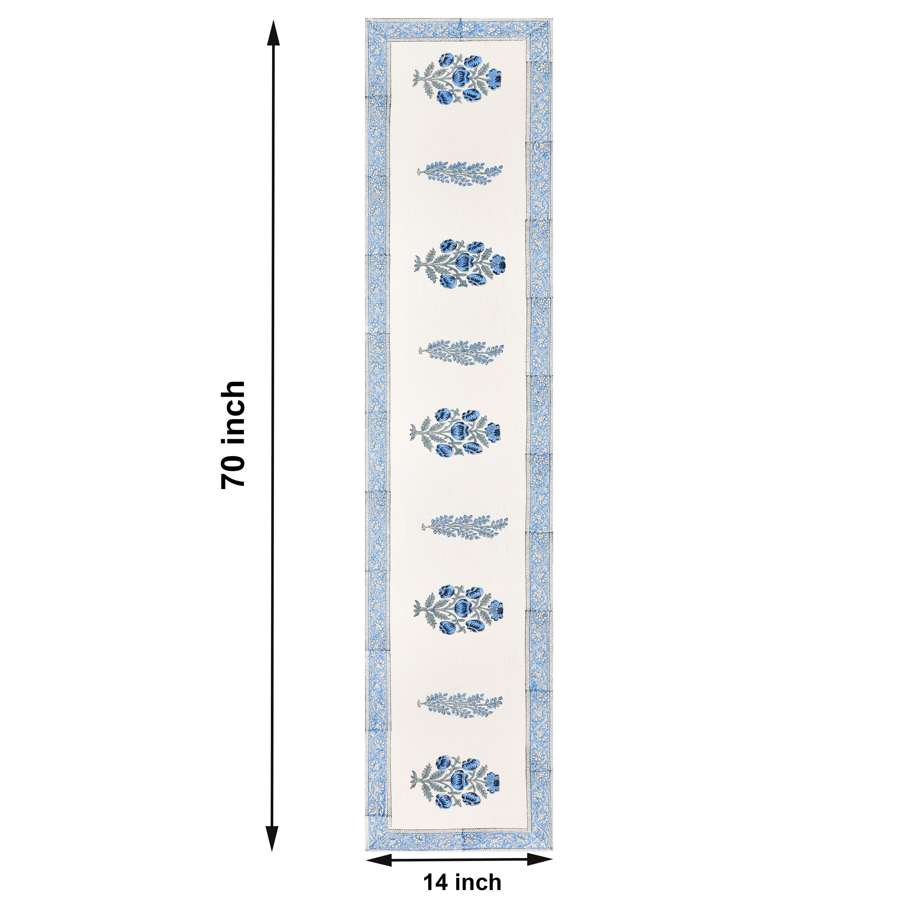 Handmade Indian Block Print Table Runner and Placemat Set - Traditional Mughal Floral Dining Decor