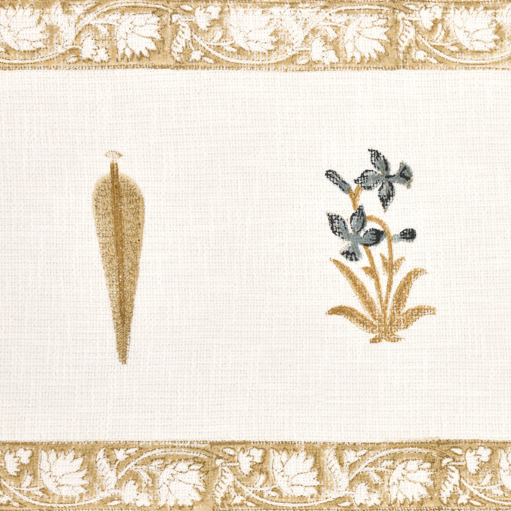 Handwoven Cotton Table Runner - Golden Tree Blockprint Mughal Design Dining Decor