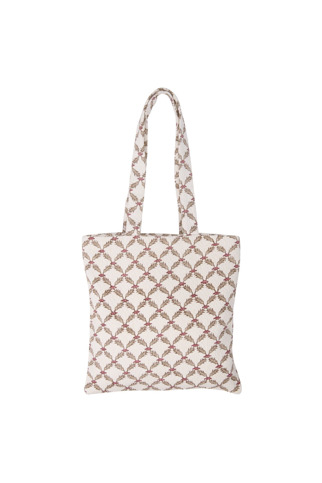 Handmade Jacquard Tote Bag - Patterned Cotton Pique Laptop and Book Bag with Artisan Design