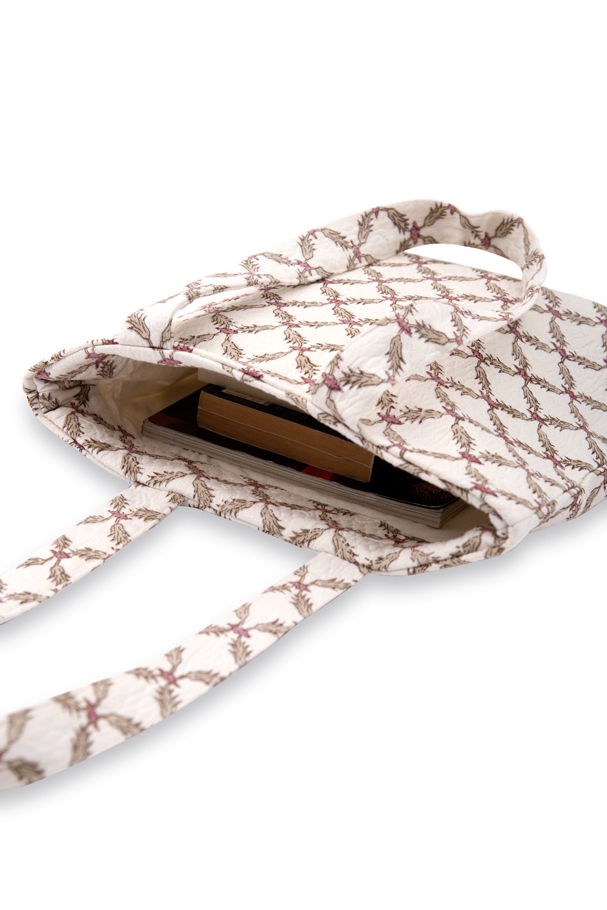 Handmade Jacquard Tote Bag - Patterned Cotton Pique Laptop and Book Bag with Artisan Design