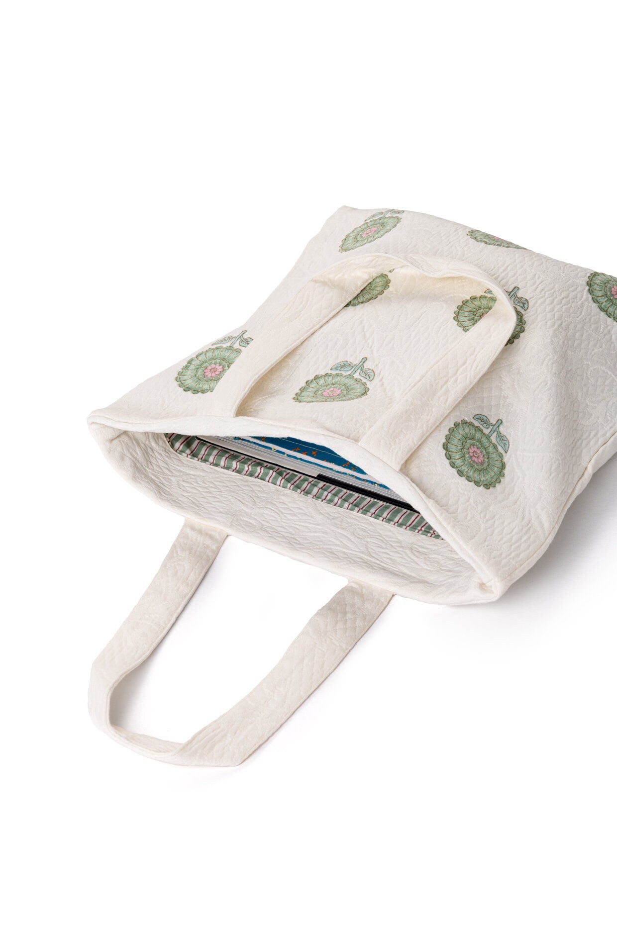 Handmade Jacquard Tote Bag - Self-Woven Cotton Book and Laptop Bag with Traditional Patterns