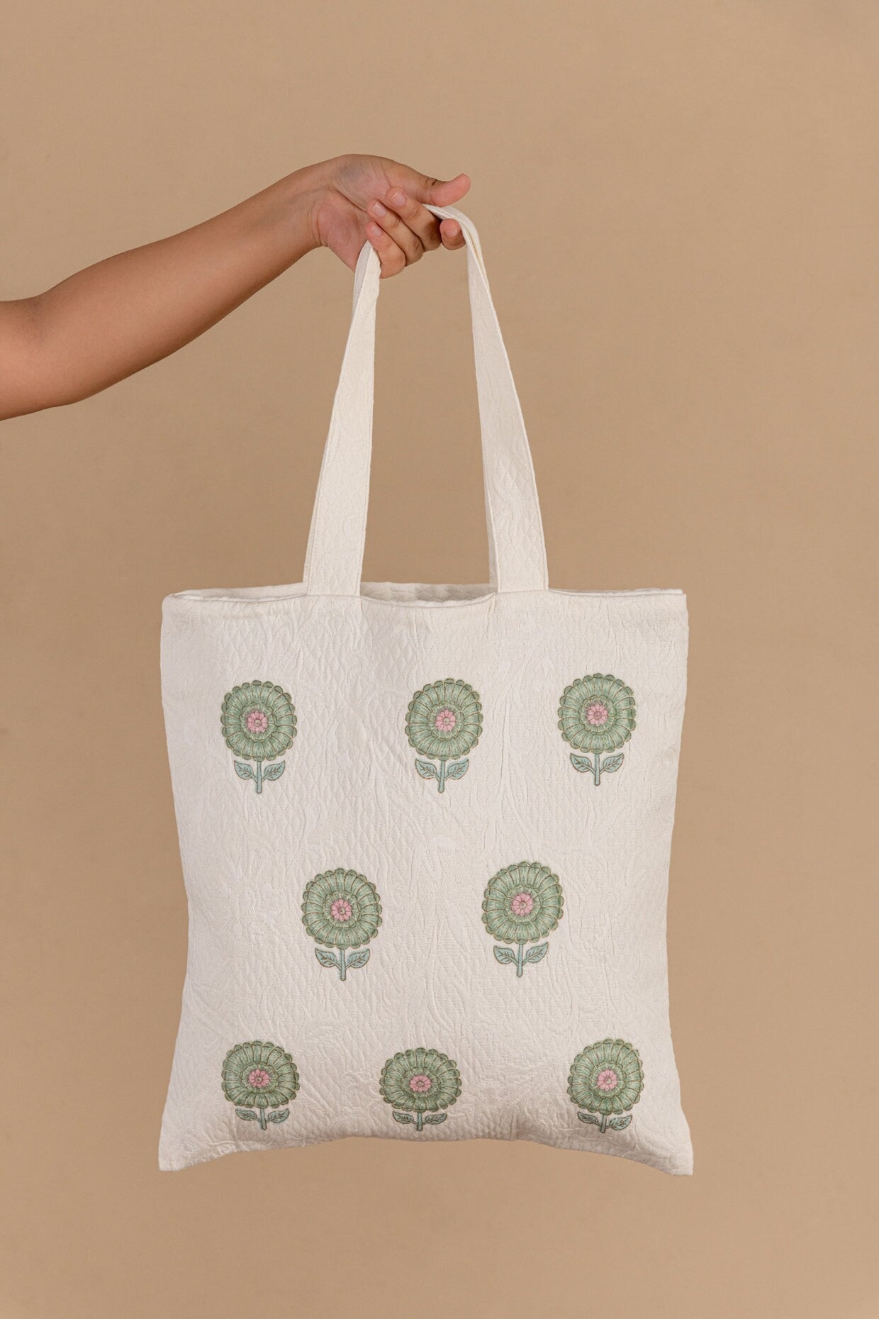 Handmade Jacquard Tote Bag - Self-Woven Cotton Book and Laptop Bag with Traditional Patterns