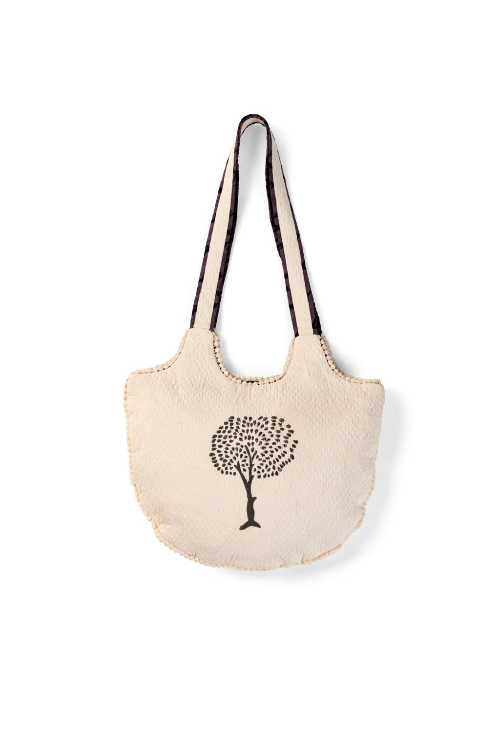 Handmade Jacquard Cotton Shoulder Bag - Tree Print Patterned Sling Bag