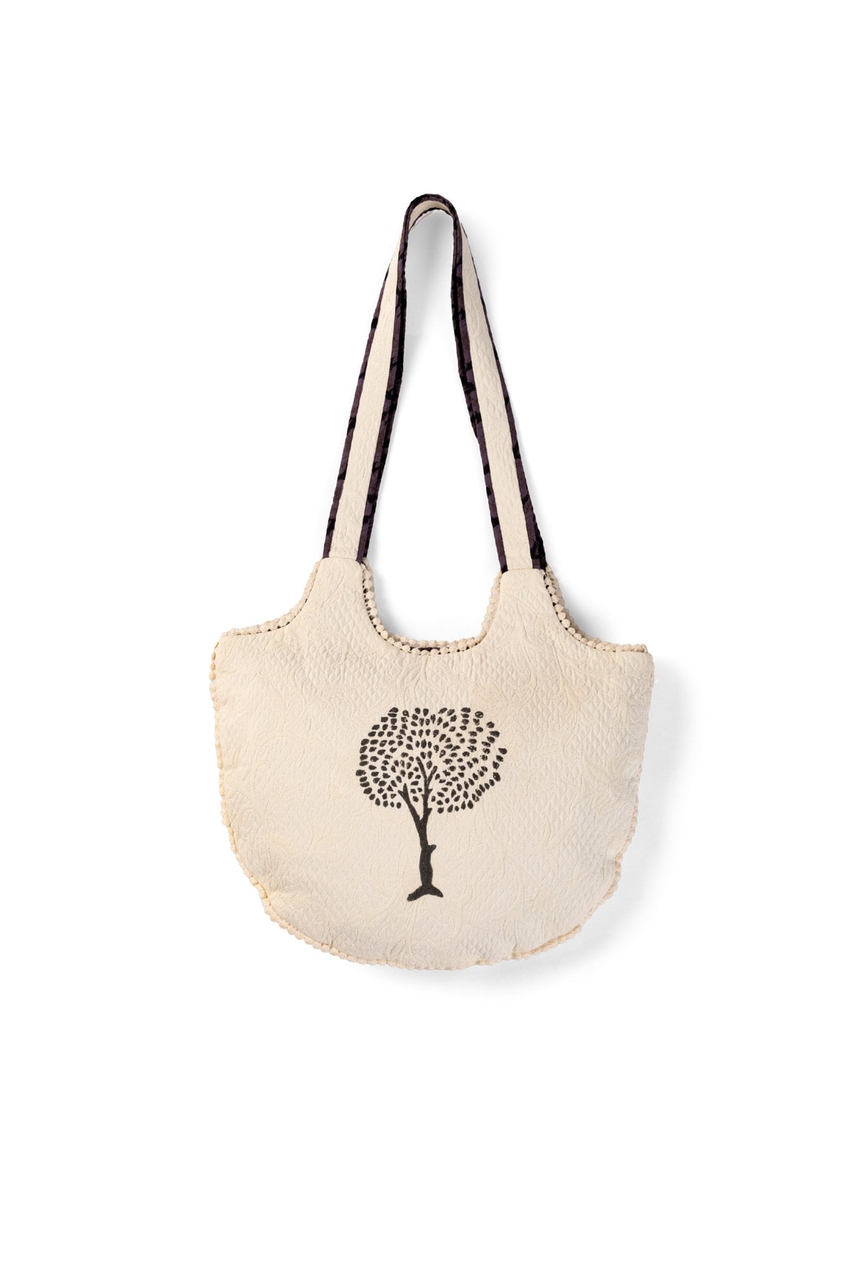 Handmade Jacquard Cotton Shoulder Bag - Tree Print Patterned Sling Bag