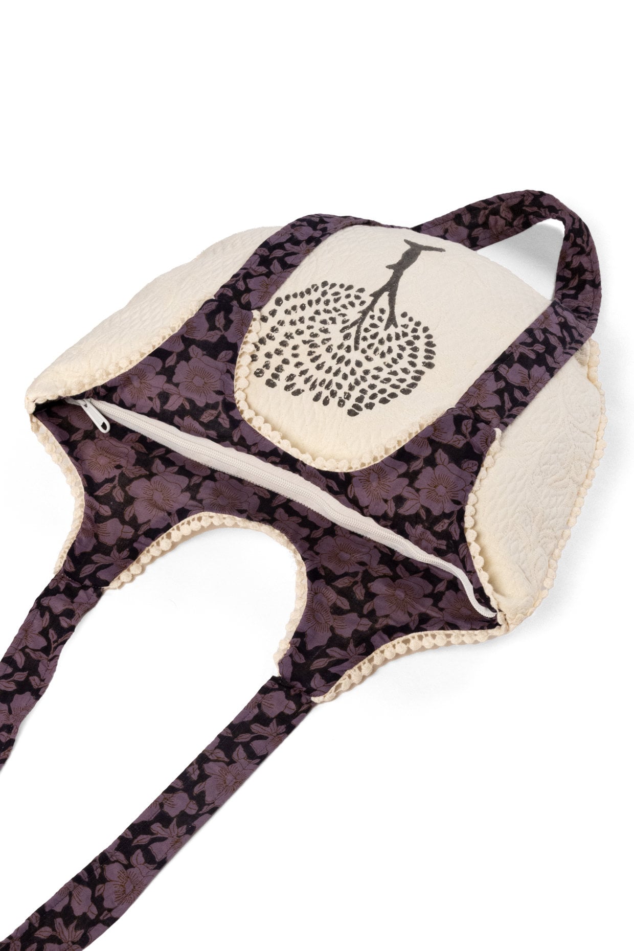 Handmade Jacquard Cotton Shoulder Bag - Tree Print Patterned Sling Bag