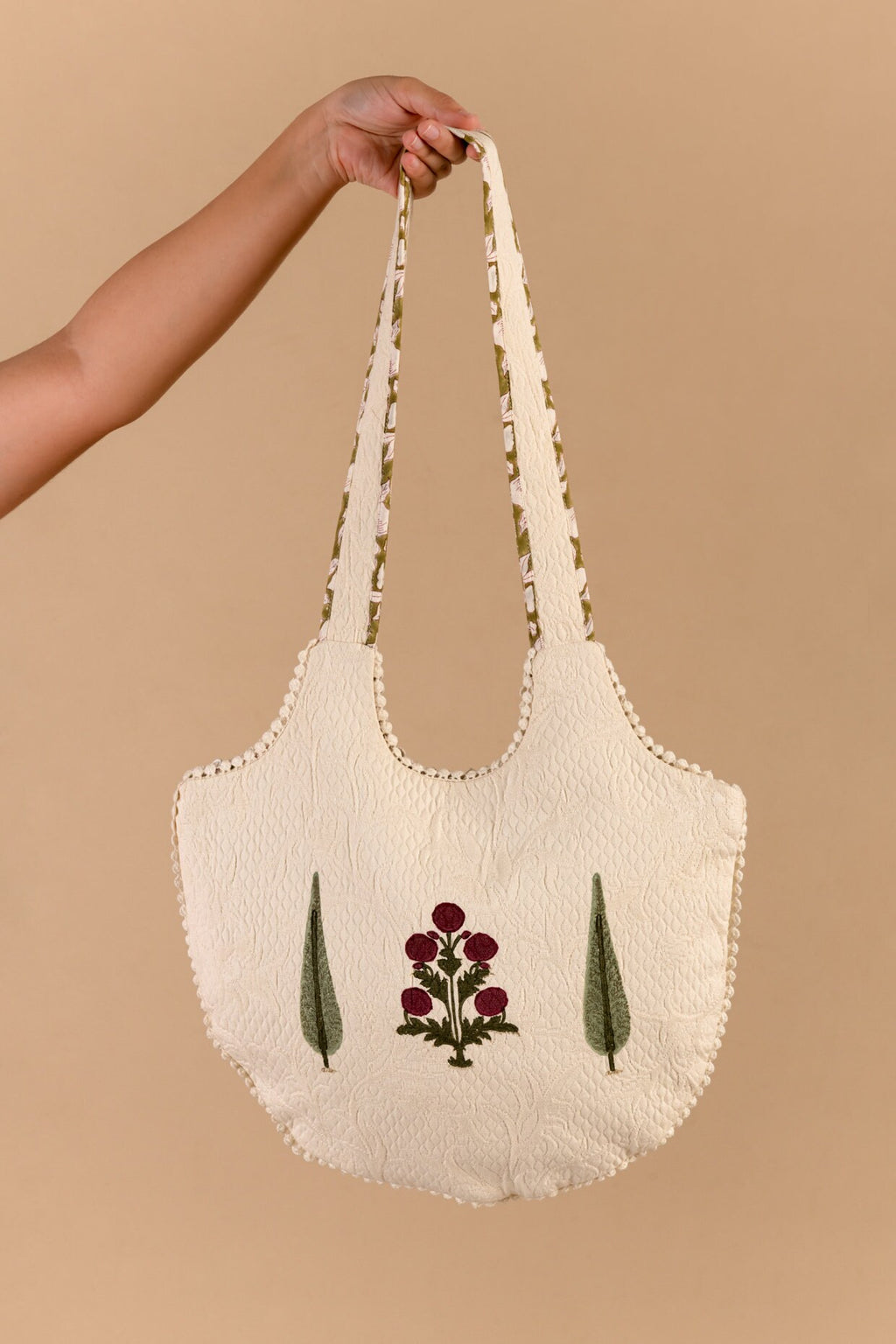 Handmade Jacquard Shoulder Bag - Indian Block Print Cotton Sling Bag