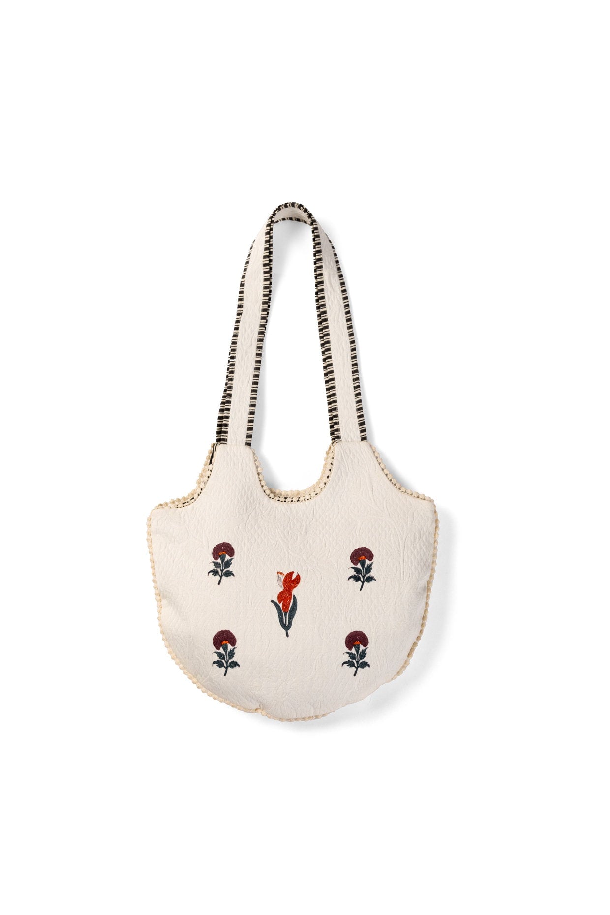 Indian Blockprint Cotton Shoulder Bag - Handmade Woven Sling Bag with Traditional Earthy Patterns
