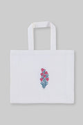 Floral Blockprint Canvas Utility Bag - Reusable Shopping Tote with Indian Block Print