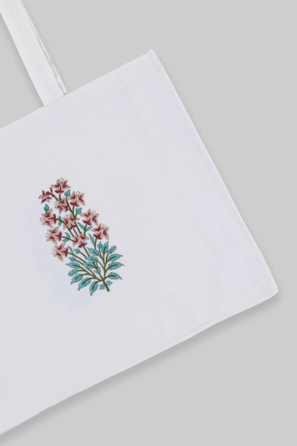 Floral Blockprint Canvas Tote Bag – Traditional Indian Reusable Shopping Bag