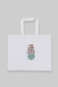 Floral Blockprint Canvas Tote Bag – Traditional Indian Reusable Shopping Bag