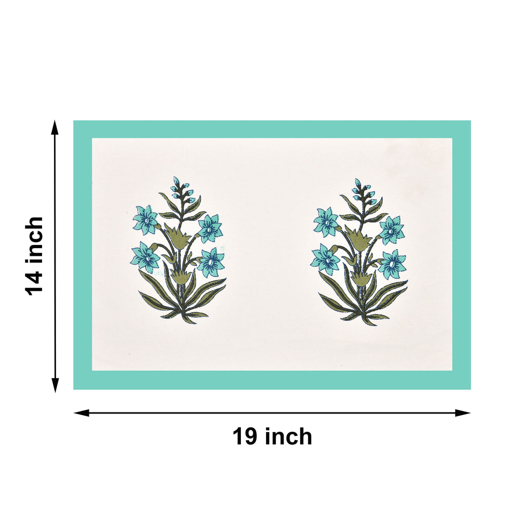 Handmade Indian Block Print Table Runner and Placemat Set - Mughal Design Dining Decor