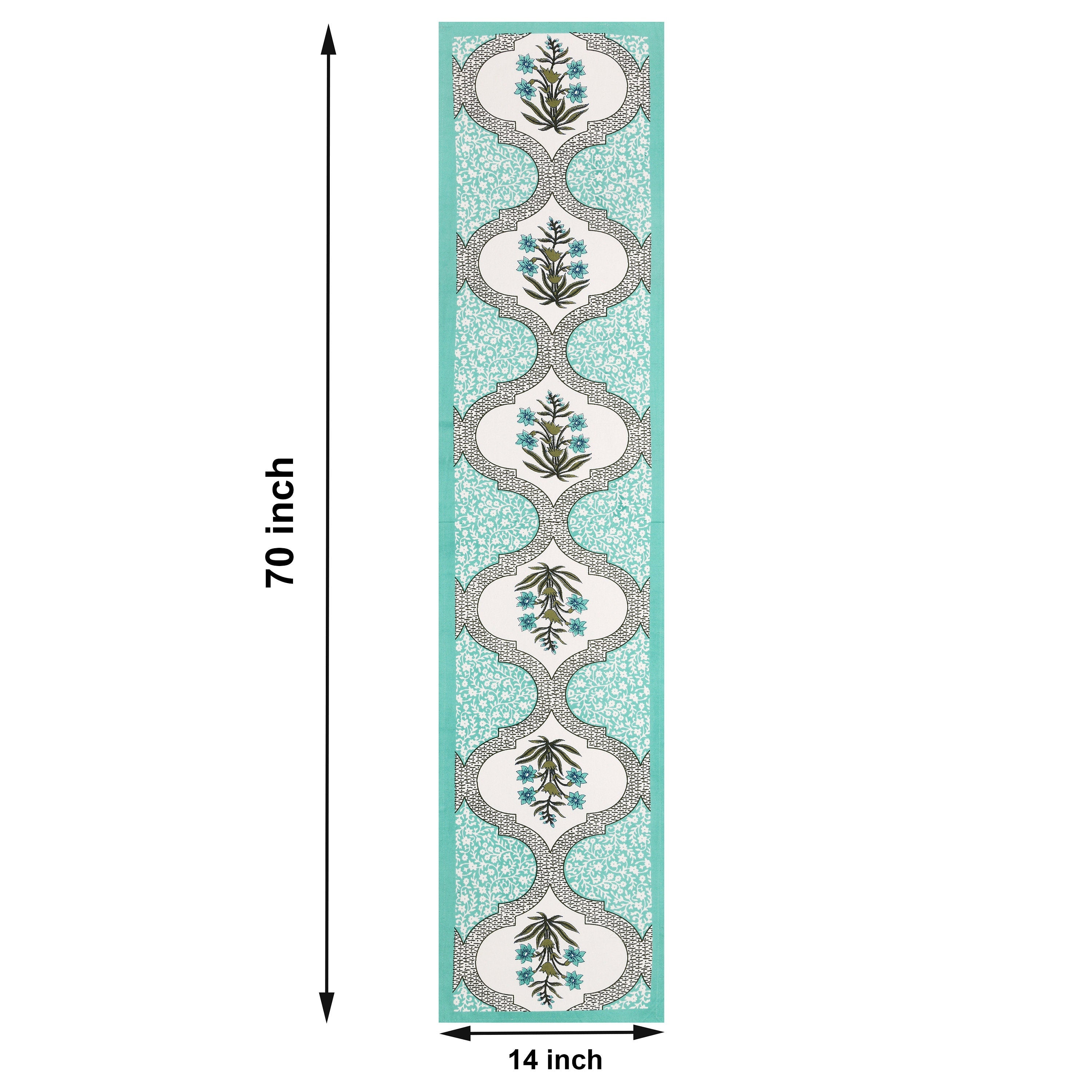 Handmade Indian Block Print Table Runner and Placemat Set - Mughal Design Dining Decor