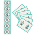 Handmade Indian Block Print Table Runner and Placemat Set - Mughal Design Dining Decor