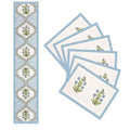 Indian Block Print Table Runner and Placemat Set - Mughal Floral Cotton Dining Decor
