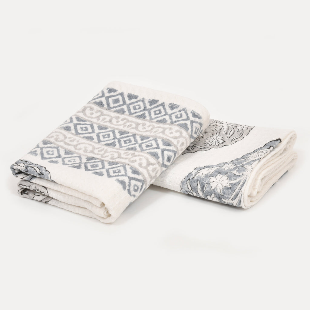 Indian Block Print Cotton Waffle Towel Set – Bath Hand Towels Bohemian Style