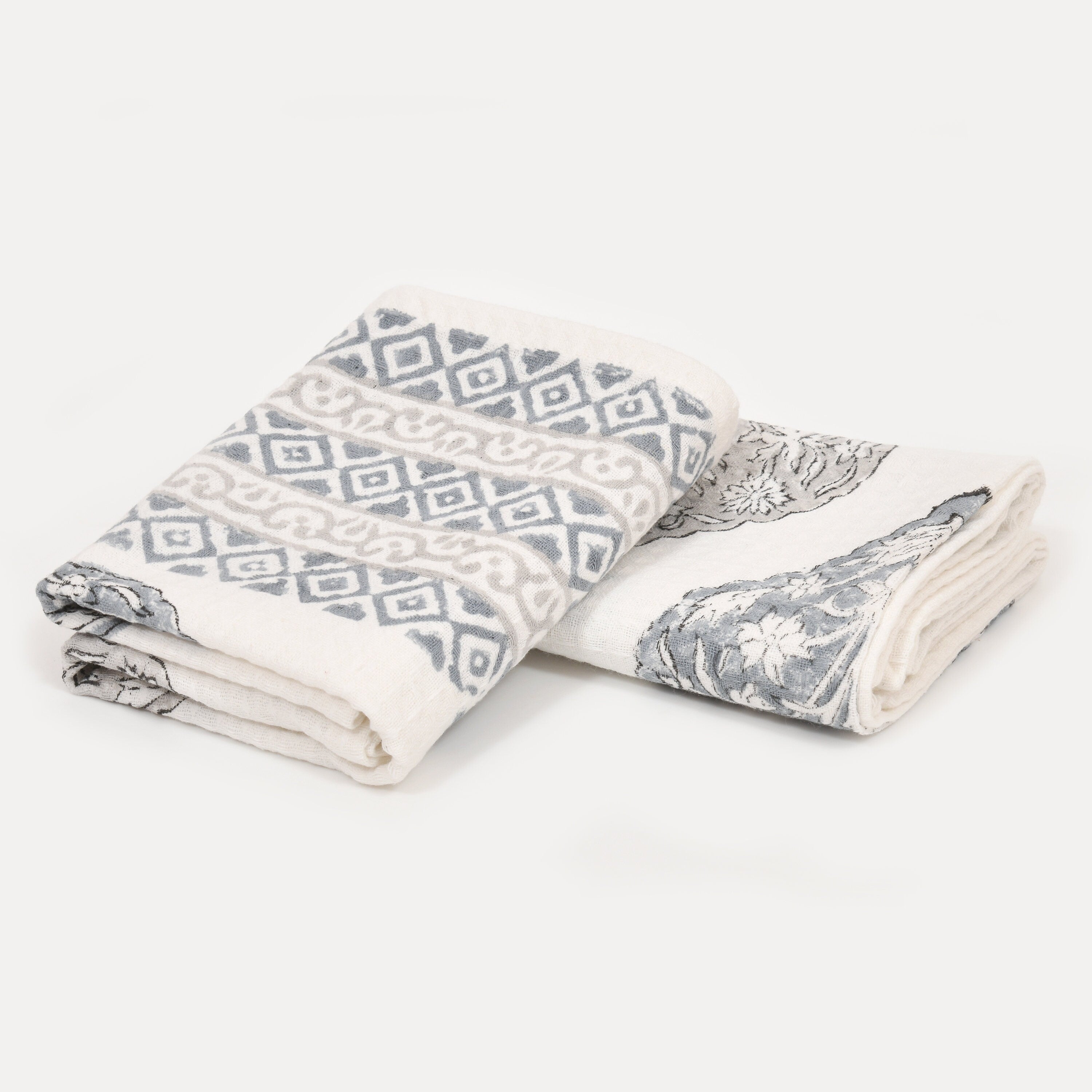 Indian Block Print Cotton Waffle Towel Set – Bath Hand Towels Bohemian Style