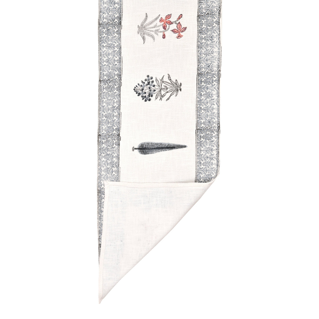 Hand Block Printed Cotton Table Runner - Mughal Farmhouse Decor with Indian Block Print