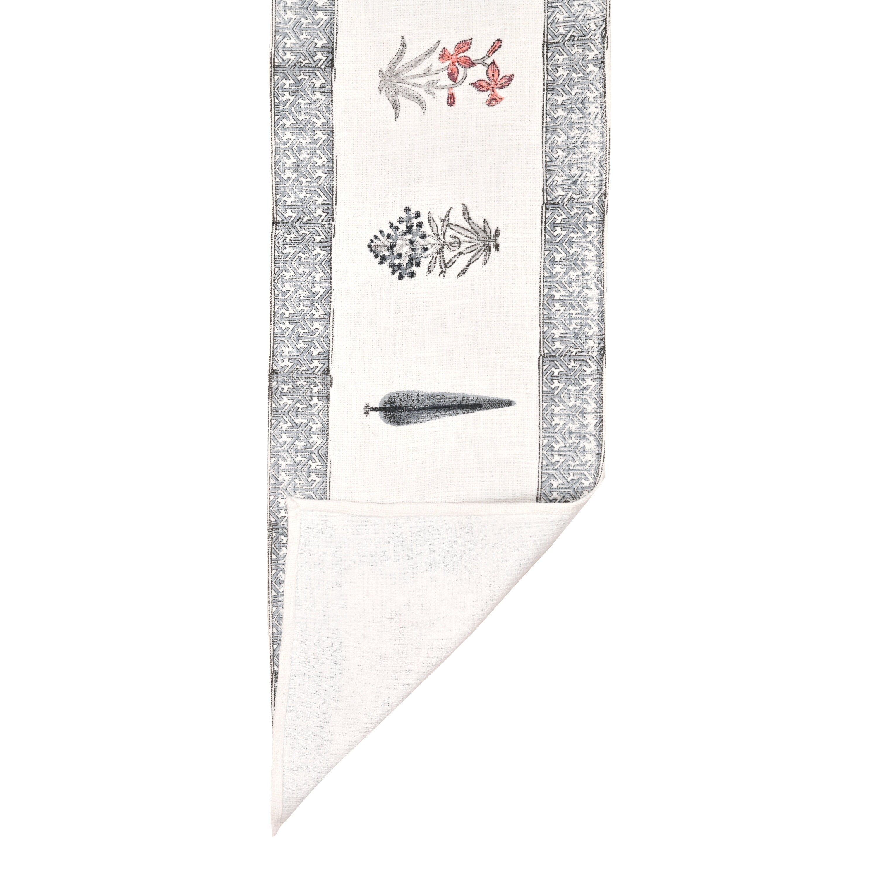 Hand Block Printed Cotton Table Runner - Mughal Farmhouse Decor with Indian Block Print