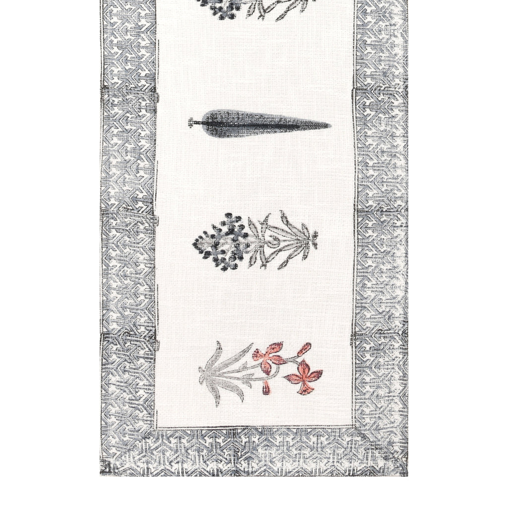 Hand Block Printed Cotton Table Runner - Mughal Farmhouse Decor with Indian Block Print