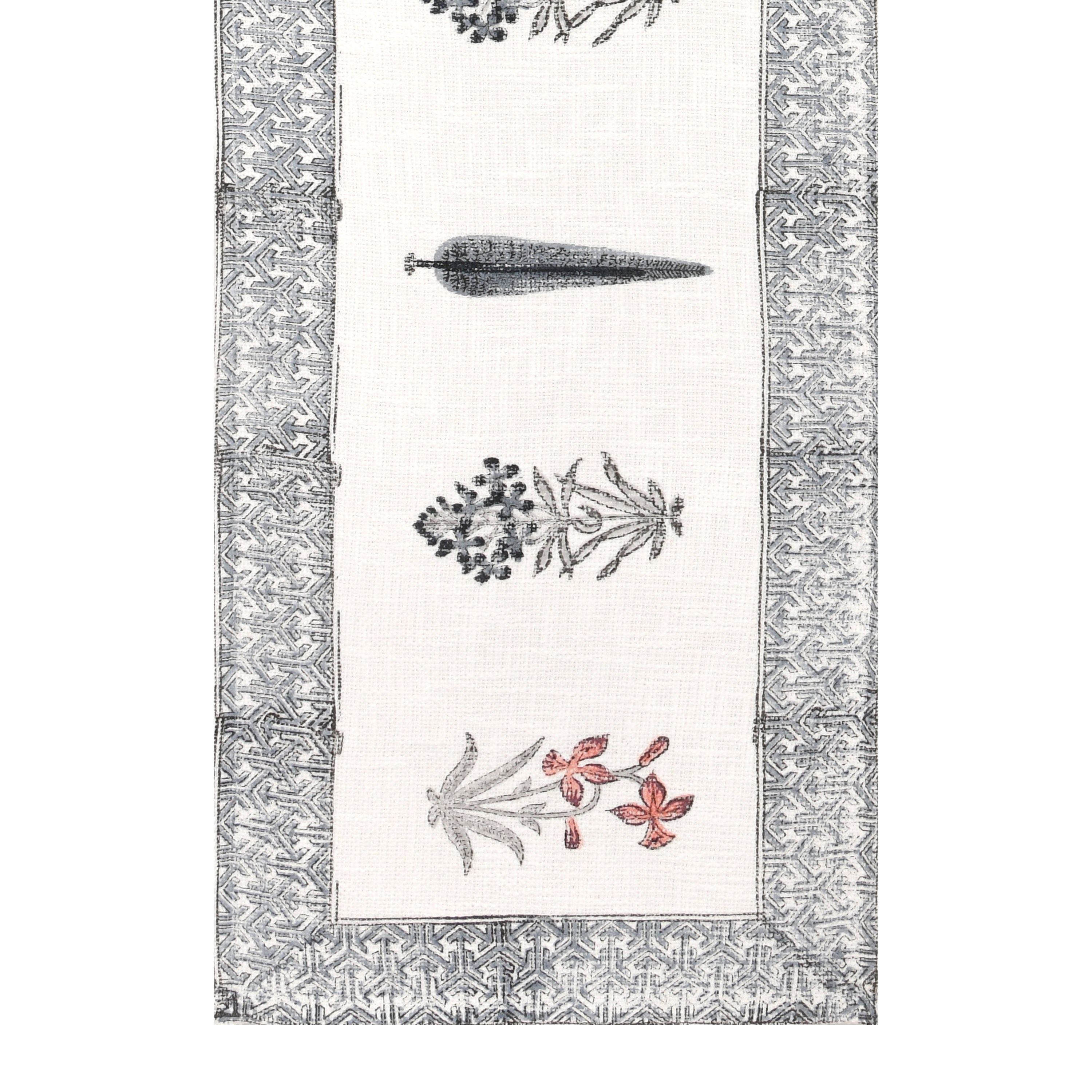 Hand Block Printed Cotton Table Runner - Mughal Farmhouse Decor with Indian Block Print