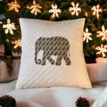 Hand Block Printed Cotton Cushion Cover: Quilted Elephant Pillow (16"x16")