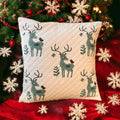 Hand Quilted Christmas Reindeer Pillow Cover – Hand Block Print Cotton Cushion
