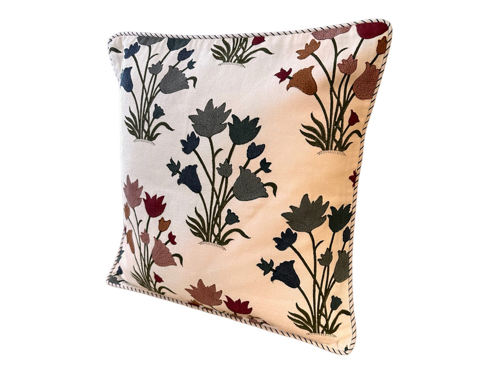 Hand Block Print Linen Pillow Cover - Farmhouse Decor 16x16 Inches