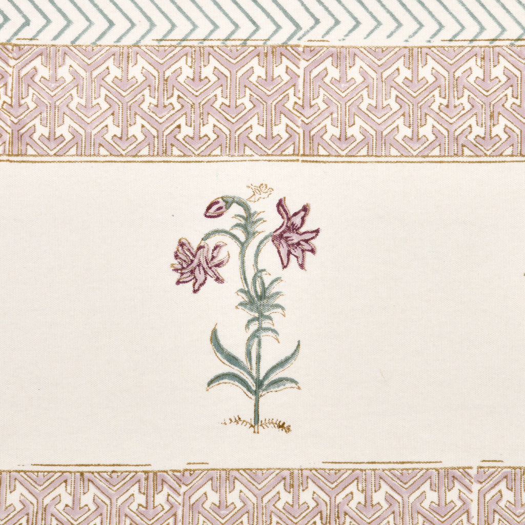 Hand Block Printed Cotton Tablecloth - Indian Floral Dining Cover with Traditional Block Print