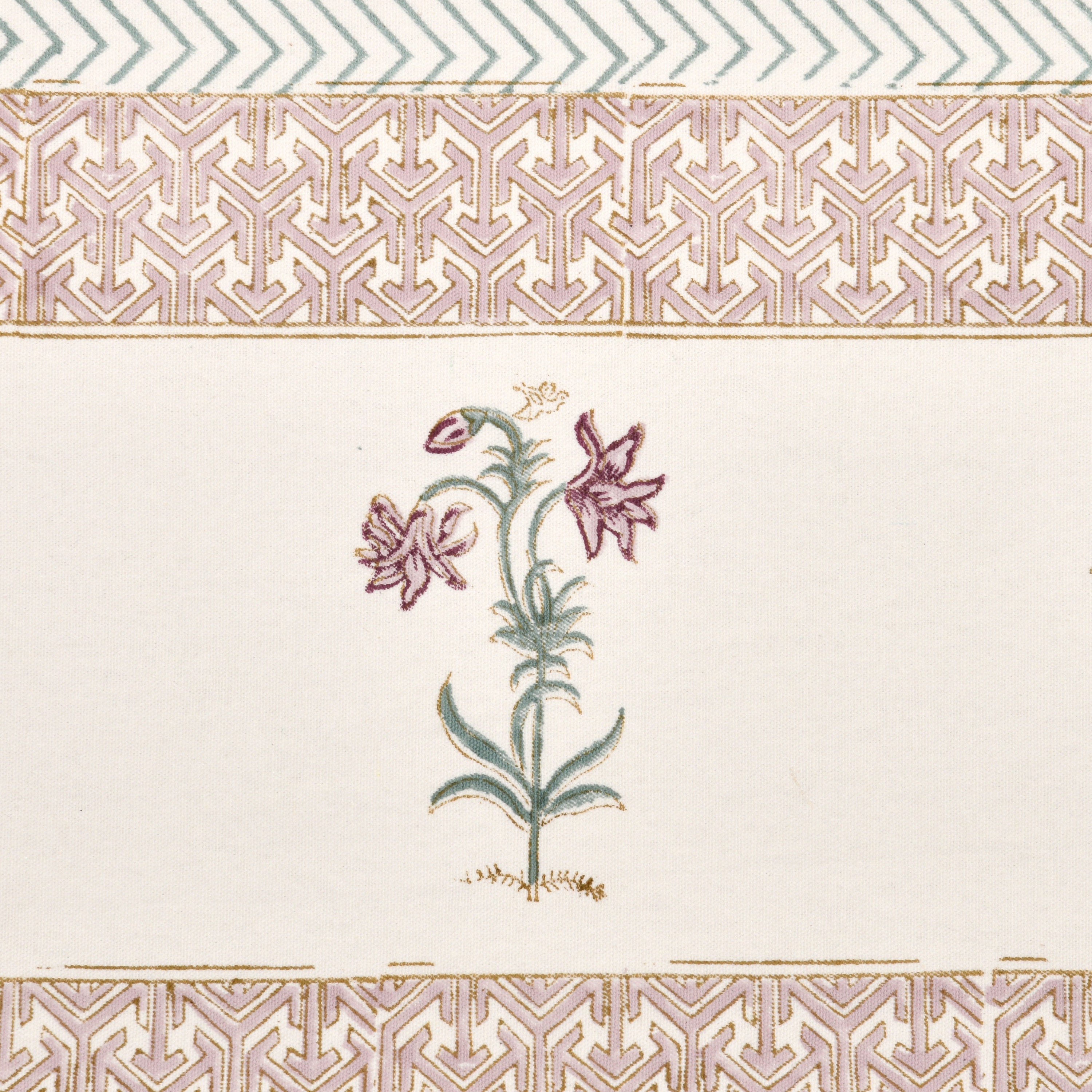 Hand Block Printed Cotton Tablecloth - Indian Floral Dining Cover with Traditional Block Print