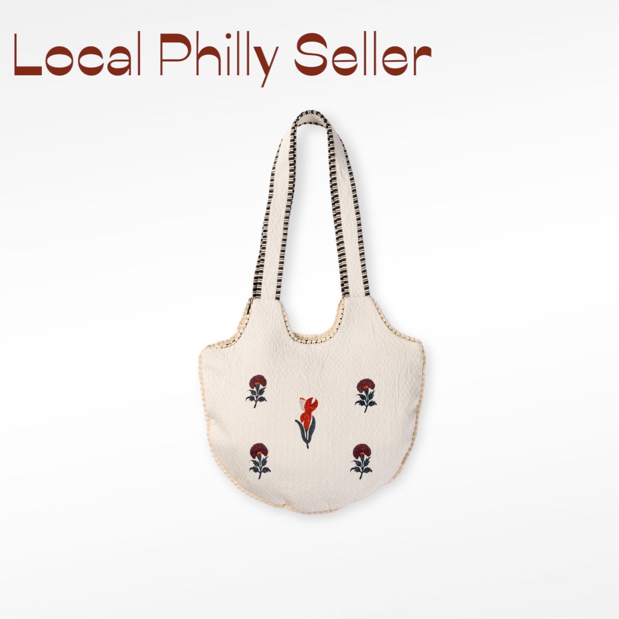 Indian Blockprint Cotton Shoulder Bag - Handmade Woven Sling Bag with Traditional Earthy Patterns