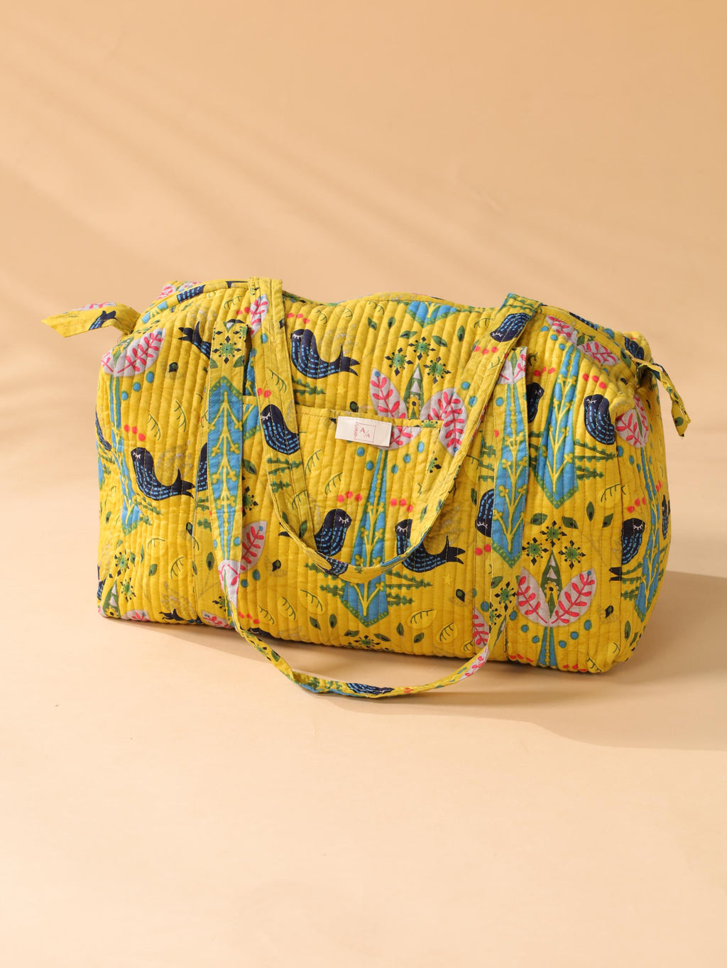 Handmade Canvas Duffel Bag - Stylish Weekend Travel Bag with Classic Block Print