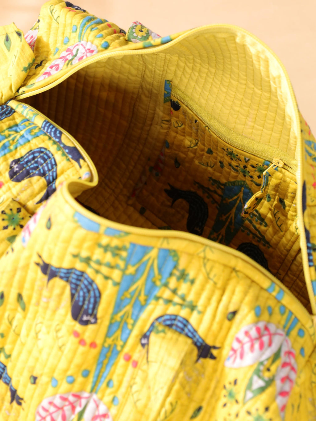 Handmade Canvas Duffel Bag - Stylish Weekend Travel Bag with Classic Block Print