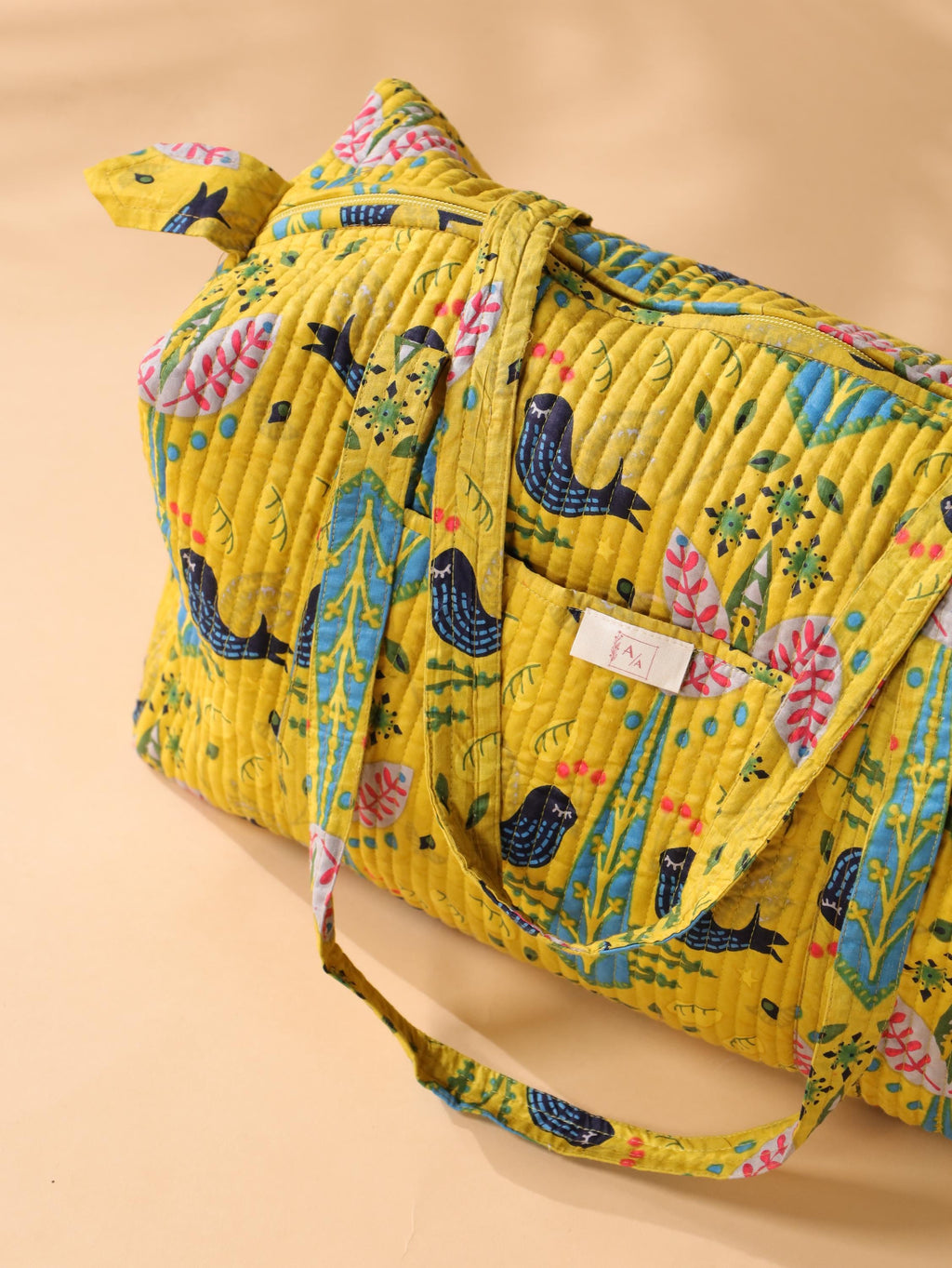 Handmade Canvas Duffel Bag - Stylish Weekend Travel Bag with Classic Block Print