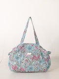 Handmade Floral Canvas Duffel Bag – Teal Aqua Botanical Weekend Travel Gym Bag