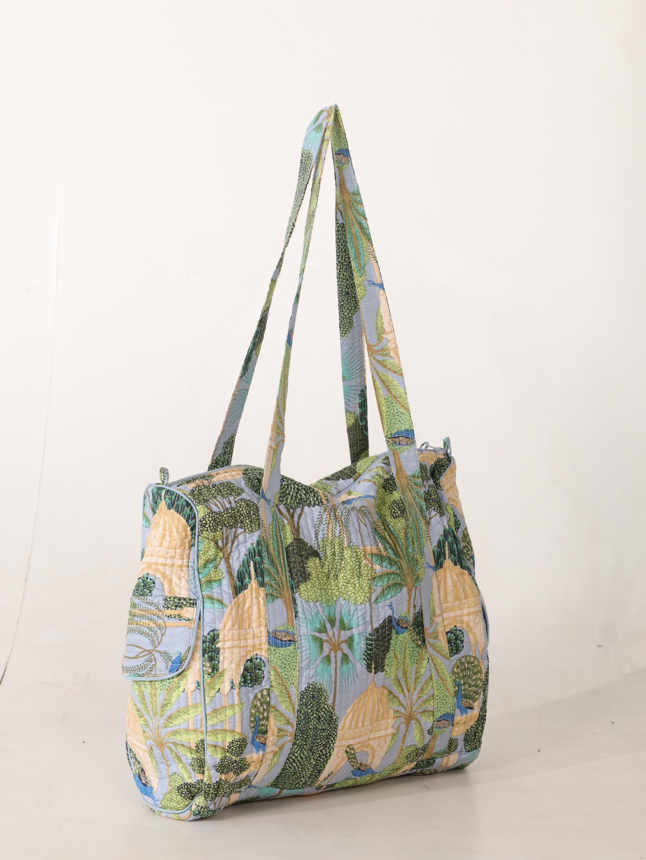 Hathaway Tote Bag - Handcrafted Cotton Shoulder Bag with Block Print