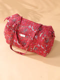 Handmade Floral Block Print Canvas Duffel Bag – Weekend Travel Gym Bag
