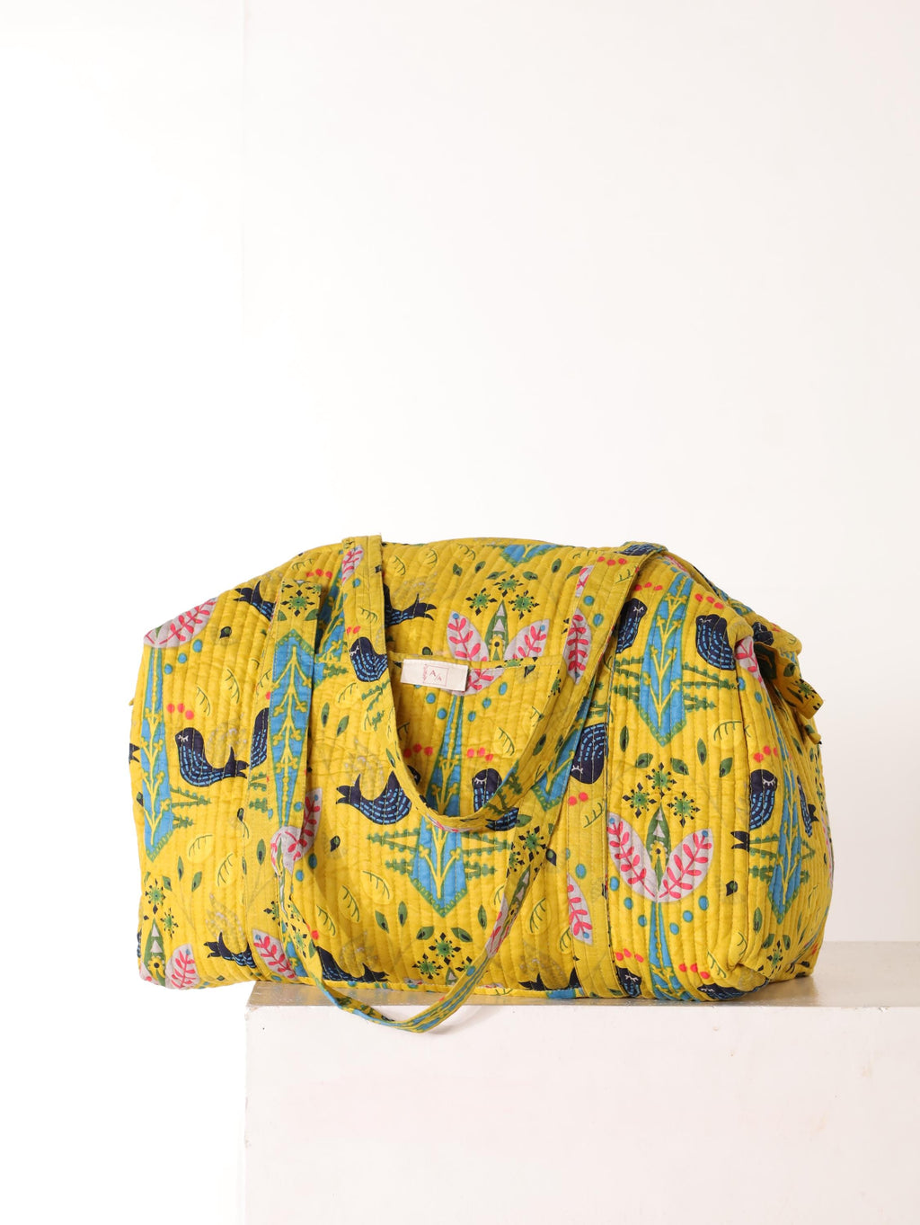 Handmade Canvas Duffel Bag - Stylish Weekend Travel Bag with Classic Block Print