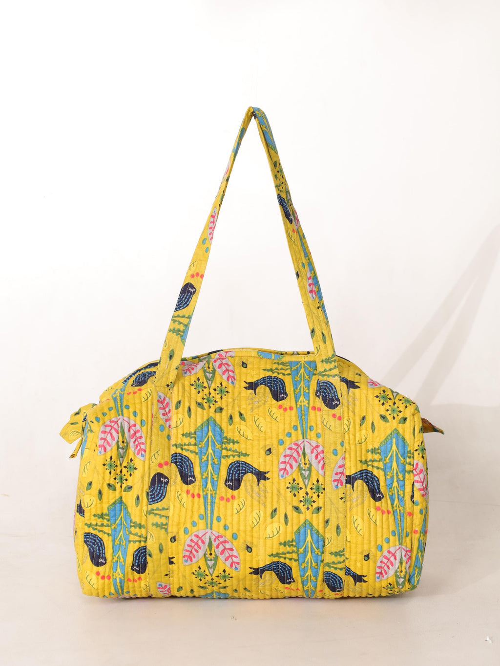 Handmade Canvas Duffel Bag - Stylish Weekend Travel Bag with Classic Block Print