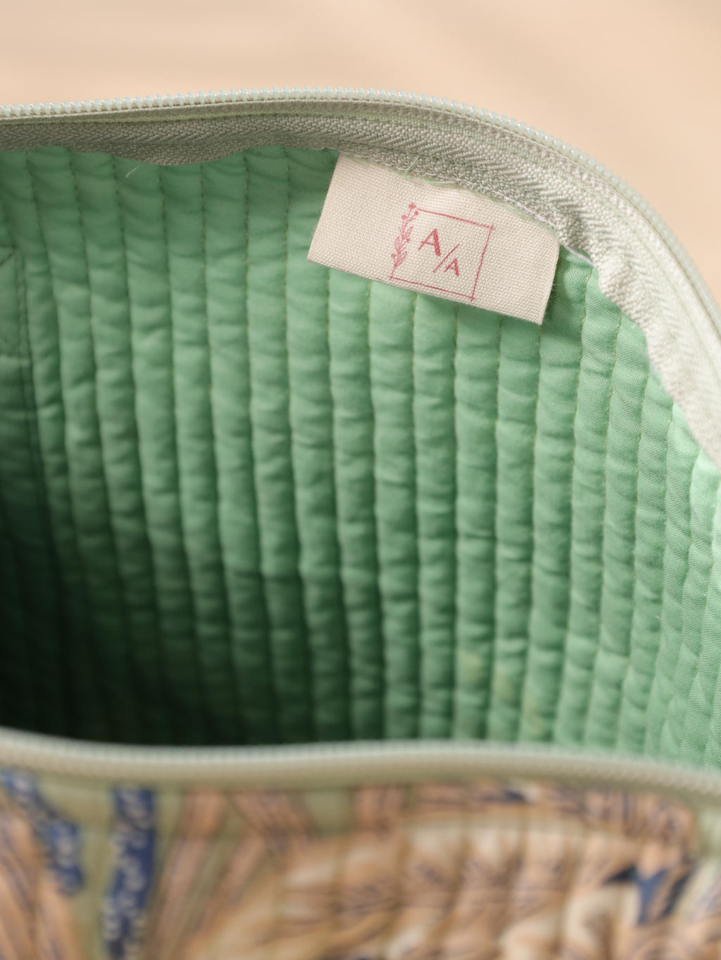 Floral Cotton Weekender Bag - Handcrafted Travel Tote in Light Green Mint Floral