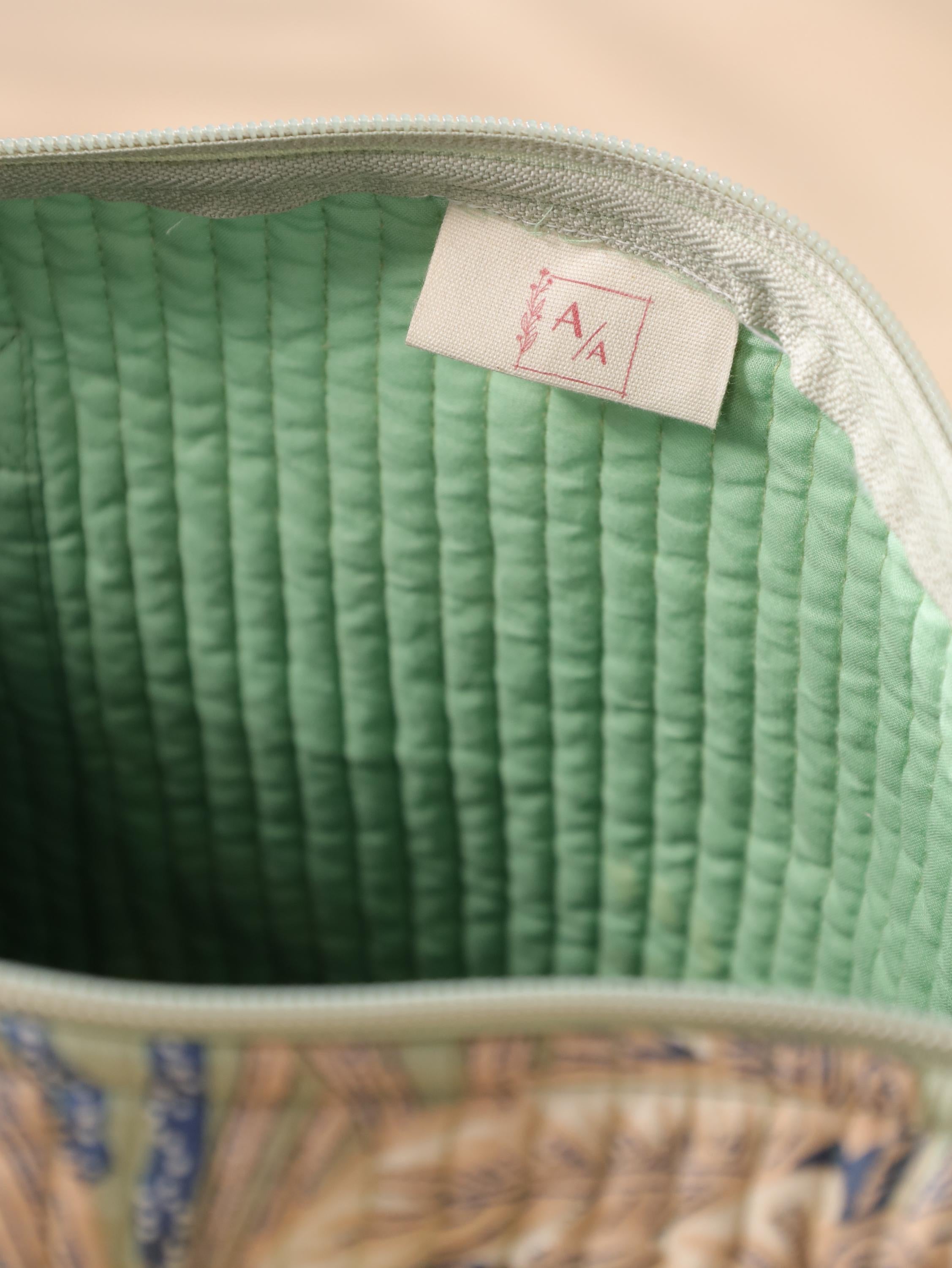Floral Cotton Weekender Bag - Handcrafted Travel Tote in Light Green Mint Floral