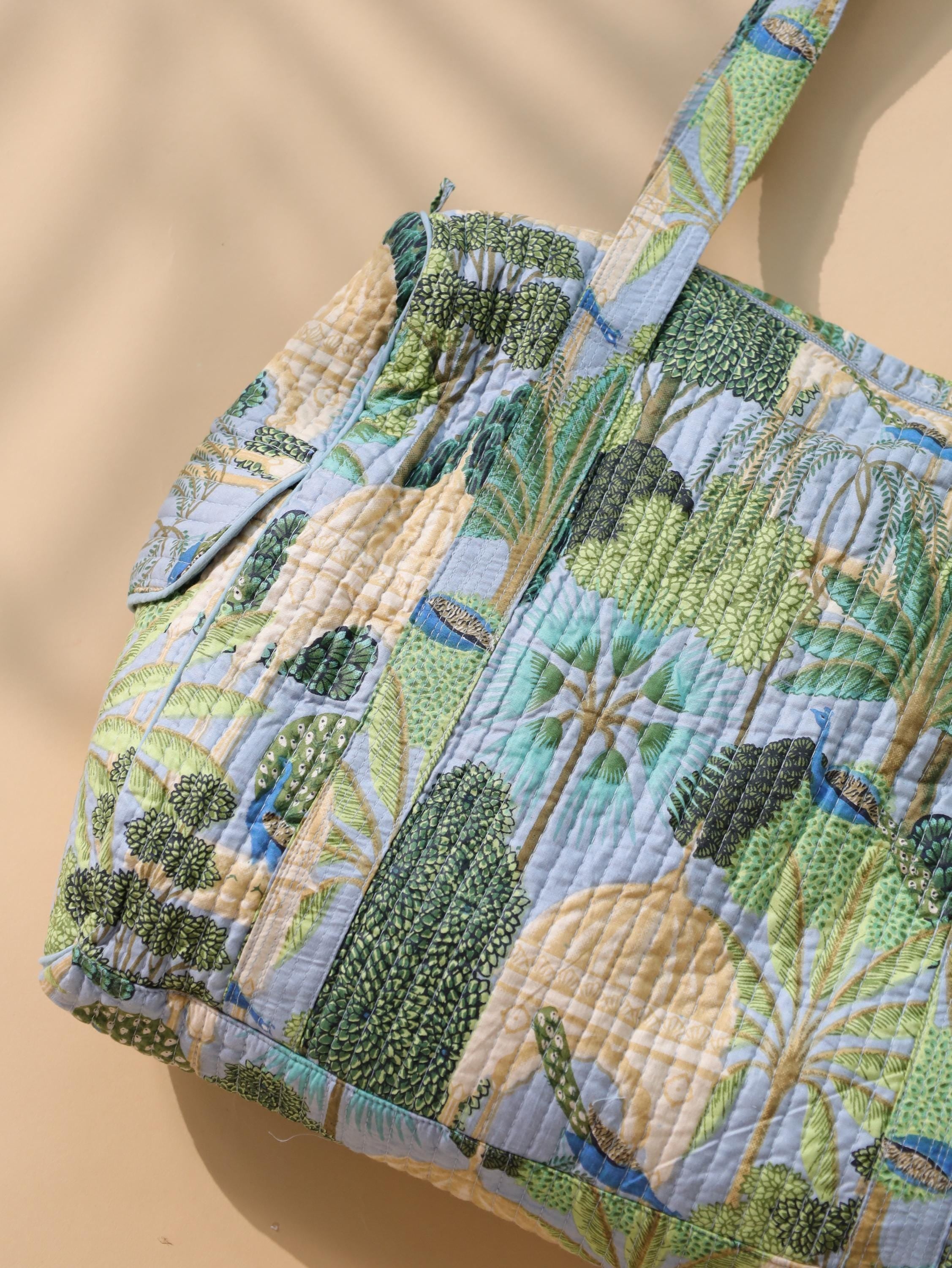 Hathaway Tote Bag - Handcrafted Cotton Shoulder Bag with Block Print