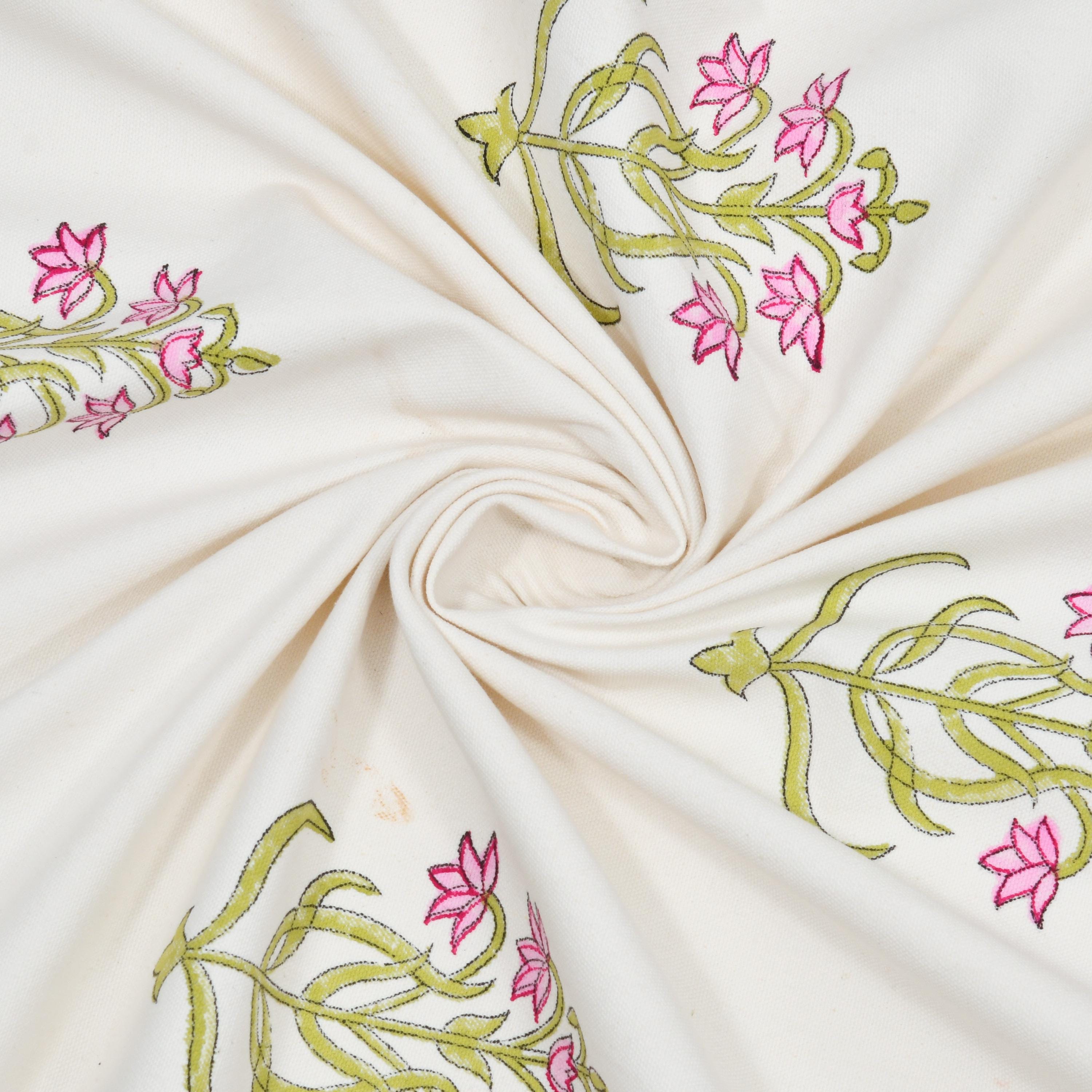 Spring Dining Table Cover with Napkin Set of 6 - Handmade Block Print Tablecloth with Matching Napkins